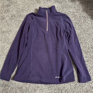 Eddie Bauer Fleece Quarter Zip Purple Jacket Sweater